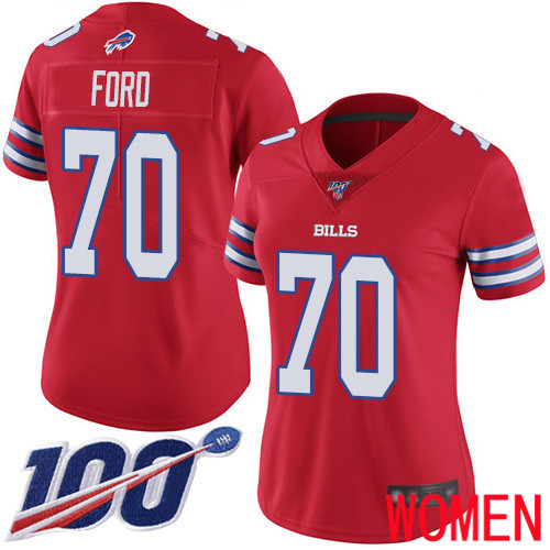 Women Buffalo Bills 70 Cody Ford Limited Red Rush Vapor Untouchable 100th Season NFL Jersey